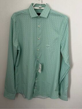 jf j.ferrar Men's Mint Green Geometric Button-up shirt NWT size small 14-14 1/2